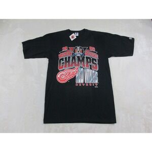 NEW VINTAGE Detroit Red Wings Shirt Mens Large Black Stanley Cup Hockey‎ NHL 95*